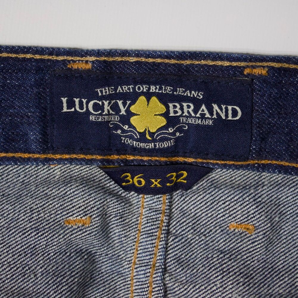 Lucky Brand 121 Heritage Slim Selvedge Distressed Jeans Dark Wash Men 36x32 (J2) - Picture 9 of 12